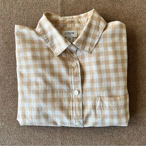J. CREW Factory | cotton-blend signature fit shirt. Size XS. Beige/ivory check.